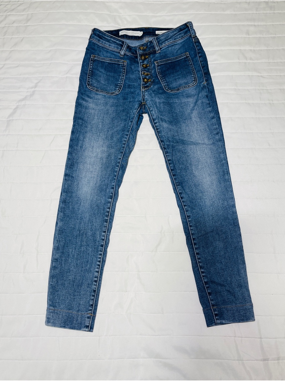 Pilcro Skinny High-Rise Button-Fly Blue Jeans - Picture 4 of 7